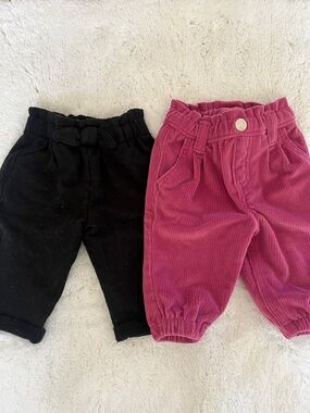 Kids Corduroy Jogger Pants - Black and Berry